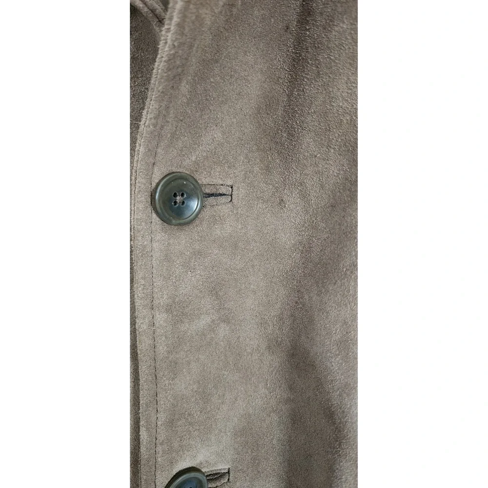 J. Crew Mens Suede Leather Jacket Button Front Collared Brown Sz L Fall Western